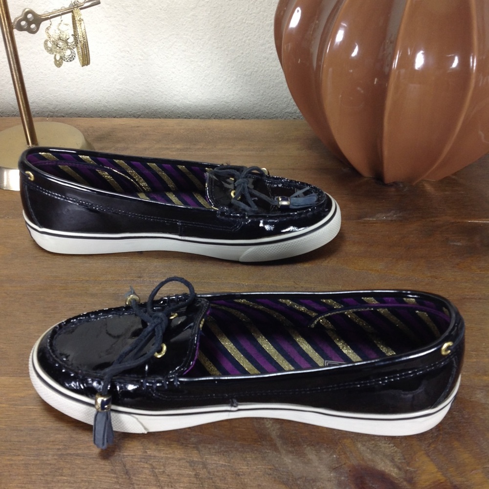 ❌Sperry Topsider Black Patent Leather Boat Shoes - Picture 4 of 7